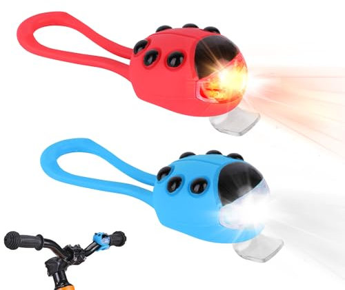 YUNYODA Kinder Scooter Licht 2 Stück, Wasserdicht Kinder Roller Licht LED Warnlicht mit Rotlicht, Roller licht Kinder Led Rucksack Licht für Kinder-Scooter, Wanderstock, Wandern, Laufen, Rucksack