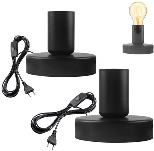 2 Stücke Schreibtischlampe Lampenfassung E27 mit Kabelschalter: Vintage Tischlampe, Industrielle Schreibtischlampe E27 Fassung mit Stecker, für Home Lighting Decor, Cafe Bar Decor (ohne Lampe)