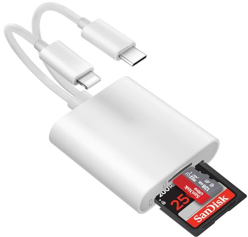 Loydia Adattatore per Lettore di Schede SD USB C, 2 in 2 sd card adapter per iPhone per SD/MicroSD/SDHC/SDXC/MicroSDHC, Memory Card Macchina Fotografica Adattatore Type C sd card reader, Plug and Play