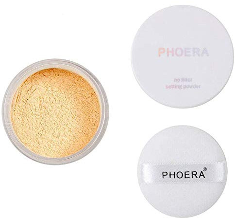 ABRUS - Poudre mate translucide pour le visage + houppette à poudre, longue durée translucide, fixateur de maquillage léger (03 Banane)