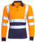 MIZAF® Hi Viz Long Sleeve Polo Shirts - Men's High Visibility Reflective Tape Safety Security Work Breathable Lightweight Workwear T-Shirt Tops (Orange-Navy, XXL)