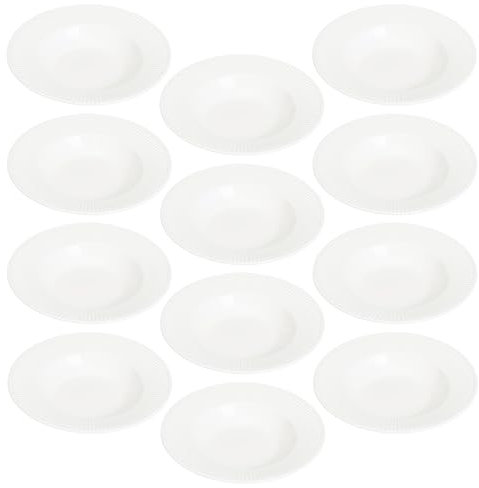 Set de 12 Platos de Porcelana Smart de 22cm Hondo, Vajilla Redonda, Blanca, Apta para lavavajillas y microondas