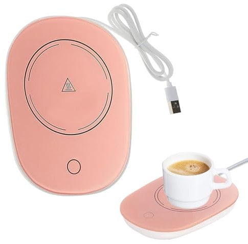 Chauffe-Tasse USB Électrique pour Café, Thé et Lait - Réchauffeur de Boissons Idéal pour la Saison Hivernale - Rose