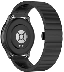 Bracelet en acier inoxydable de 22 mm de largeur et 20 mm Compatible avec Samsung Galaxy Watch 3/Gear S3/4/5/Active 2/Huawei Watch 3/GT 2/Amazfit GTR(Black,For width 22mm)