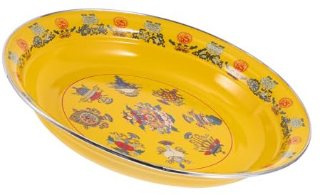 SHOWERORO Assiette 30 Cm Jaune Motif Chinois Vintage Pour Réunions De Famille Thé