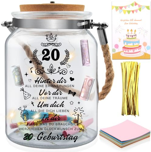 LED Bottle Light with Saying, 20 Birthday Gift for Women and Men, 20th Birthday Gift Night Light Gifts Decoration, Gift Ideas for Birthday Table Decoration, LED Lighting Illuminated Decorative Bottle