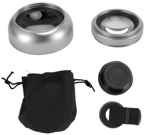 Telephoto lens for LiIphone 2 in 1, 0.45X Ultra Wide Angle Lens and 12.5X Macro Lens High Definition for Smartphones and Tablets Ideal for Creative Photography and Vlogs (Silver)