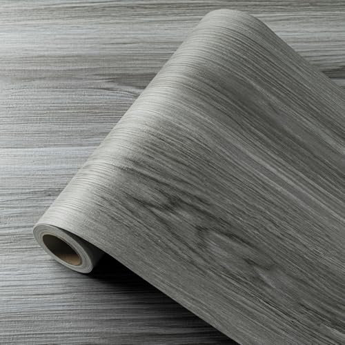 Dalles de sol autocollantes en vinyle imperméable pour cuisine, salle de bain, salon, bois gris foncé, PVC, 30 x 1000 cm/rouleau