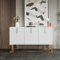 BNUZ Aparador moderno de 3 puertas con estantes ajustables, puertas de armario en forma de U y tiradores de metal y base para comedor y cocina (color blanco)
