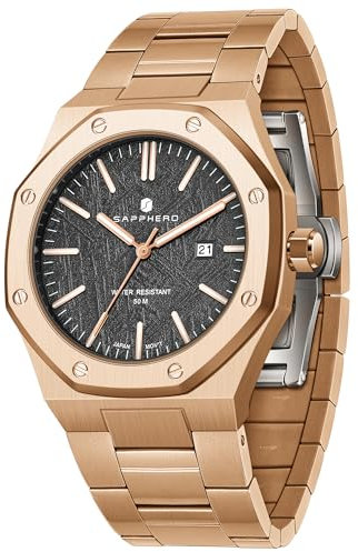 SAPPHERO Uhren Herren Quarzwerk Silber Edelstahl Armband 50M Wasserdicht Datum Kalender Schwarz Blau Herrenuhren Armbanduhr Geschenke für Männer