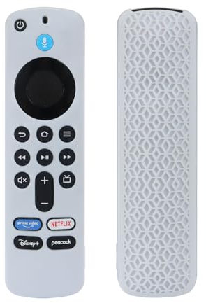 FTRONGRT Funda Compatible con 2024 Fire TV Stick 4K 2nd Gen, Anti-Caída, Anti Choques, Ultrafino y Ligero Silicona Suave Mando a Distancia Funda Protectora. Blanco