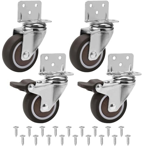 50 mm Möbelrollen mit Dicker L-Montageplatte Schwerlastrollen Können 115 KG Tragen Rollen für Möbel mit 2 Bremse und 2 ohne Ideale Lenkrollen für Krippen Möbel Blumenständer Couchtisch 4 Stück