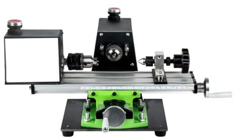 1200W Mini Metal Lathe Machine for Woodworking & Metal Polishing, 0-120mm Clamping Length, 25mm Max Diameter, Drilling & Grinding Tool
