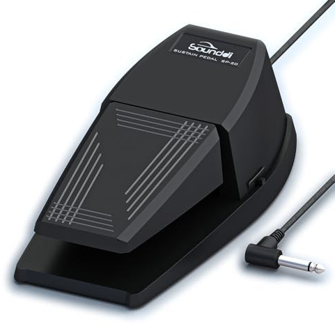 Universal Sustain Pedal für Digitalpianos - Extra breites ergonomisches Design mit Anti-Rutsch-Silikon-Pads, geneigter Komfortfläche & Polaritätsschalter (kompatibel mit Yamaha, Roland, Korg, Casio)
