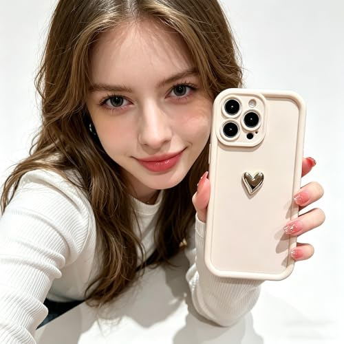 hdqICase Kompatibel mit iPhone 6/iPhone 6s Goldene galvanisierte | 3D-Herz Handyhülle, Mattes TPU Vollschutz Softcase
