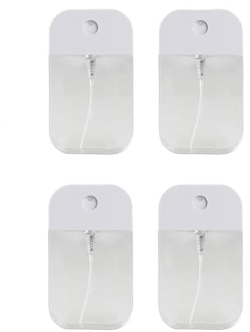 Ssmmam 4 botellas de spray blancas de 50 ml, botellas de spray portátiles transparentes para desinfectante de manos, botellas de plástico vacías para perfume y atomizador para mujer