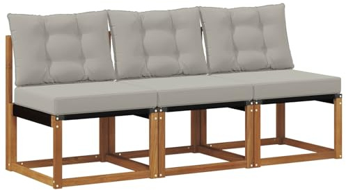 vidaXL 3 Stück Outdoor Mittelsofa, Balkonmöbel, moderner Stil, langlebiges Design, wetterfeste Akazie, multifunktional für den Garten