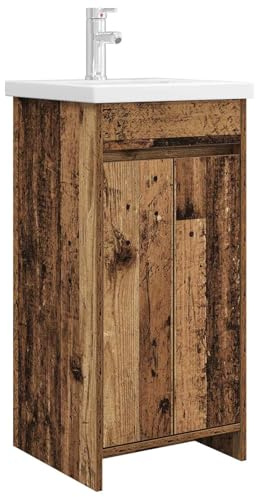 ULUYYUC Badezimmerschrank mit Waschbecken Altholz-Dekor 42 x 40 x 84,5 cm