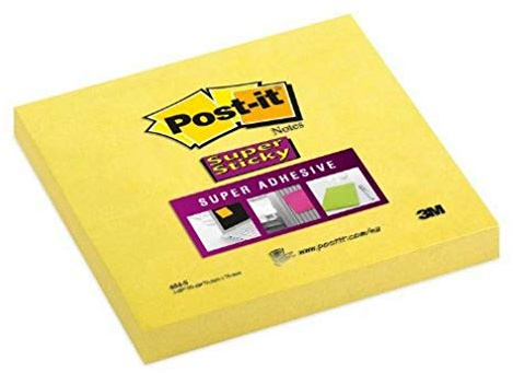 Post-it 654-S6 Super Sticky Notes, 6 Blöcke a 90 Blatt, 76 x 76 mm, narzissengelb