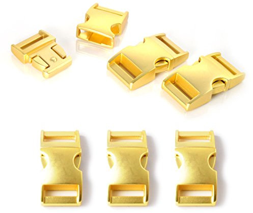 Ganzoo 3er SET 5/8“ Klickverschluss/Klippverschluss (Steckschließer) aus legiertem Metall für Paracord Armbänder, Kordeln etc., 40mm x 20mm, Farbe: Gold - Marke