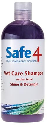 Safe4 Vet Care Animal Shampoo (Blackberry) 500ml – Antimicrobial & Antifungal | Professional **Detangling**, Degreasing & High-Gloss Shine