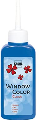KREUL 40211 - Window Color Clear dunkelblau 80 ml, Fenstermalfarbe auf Wasserbasis, mit glatter glasklarer Oberfläche, geeignet für Oberflächen wie Glas, Spiegel und Fliesen