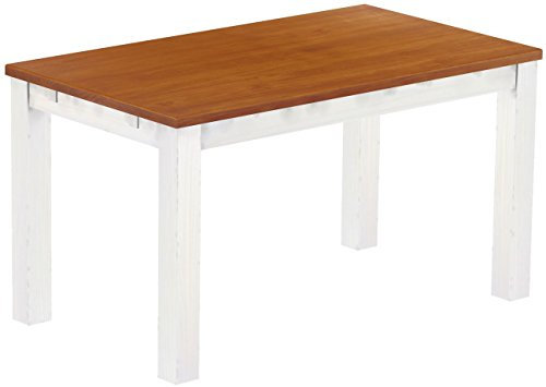Esstisch Rio Classico 140x80 cm Kirschbaum Weiß Holz Pinie Massivholz Esszimmertisch Echtholz ausziehbar vorgerichtet für Ansteckplatten Brasilmöbel