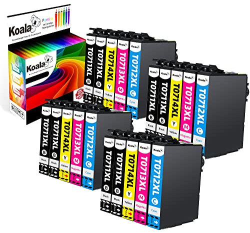 Koala 20er-Pack T0715 Druckerpatronen Kompatible für T0711 T0712 T0713 T0714 für D78 D92 D120 DX4000 DX4050 DX4400 DX7400 DX7450 DX8400 DX8450 DX9400 Drucker (8 Schwarz, 4 Cyan, 4 Magenta, 4 Gelb)