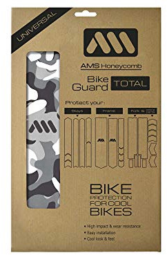 All Mountain Style Unisex's Honeycomb High Impact Frame Guard Total-Protects Your Bike from Scratches and dings, Black/Devil, Clear/Camo Total
