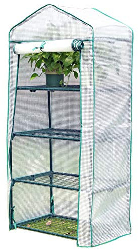 Serre de Jardin, 4 Étages Serres Potager avec bâche en PVC Fermeture à glissièr Housse De Serre pour la Jardin de Jardin Patio Usage extérieur intérieur,White_69x49x158cm
