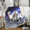 Loussiesd Plüschdecke mit weißem Pferdemotiv, Fleece-Überwurf, blaue Galaxie, Sherpa-Decke für Couch, Bett, Sofa, Raumdekoration, leicht, Wildtier-Thema, flauschige Decke, Doppelbett, 152,4 x 200,7 cm