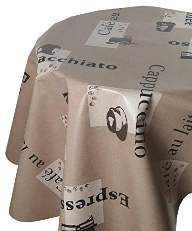 Wachstuch Wachstischdecke Tischdecke Farbe und Größe wählabar Cappuccino Beige Oval 130 x 180 cm abwaschbar Gartentischdecke