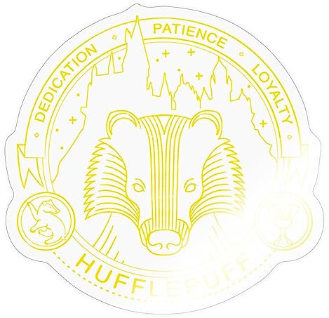 Spreadshirt Harry Potter Hufflepuff Dachs Wappen Sticker, max. 10 x 10 cm, 10 x 10 cm, Transparent glänzend