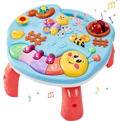 LINFUN KIDS Babyspielzeug Spieltisch ab 1 Jahr, Baby Spielzeug, Aktivität Tisch Baby mit Klavier, Musik, Licht Musikspielzeug, Kinderspielzeug Lernspielzeug Geschenke für 18+ Monate Junge Mädchen