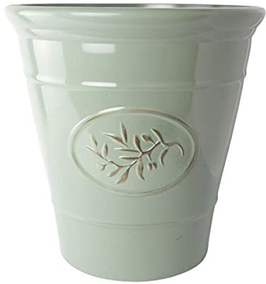 Plastic Outdoor Classic Olive Planter With Glossy Finish 40cm Frost Proof Long Lasting Flower Pot Garden Planter-Green