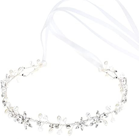 SOLUSTRE Damen Kristall Brautgürtel Hochzeit Gürtel Strass Kristall Perle Gürtel Hochzeitskleid Gürtel Kristall Blatt Brautjungfer Schärpe Für Braut Hochzeitskleid Zubehör Silber