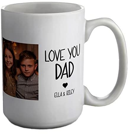 Shopagift Personalised Photo Mug Love You Dad White 15oz Large Cup