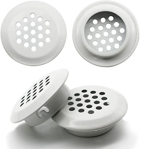 LRMYS for 30mm Hole Stainless Steel Round Mesh Hole Air Vent Cover, Inclined Plane Ventilation Grilles Louver Hole Cirvular Cover, White 4 Pack