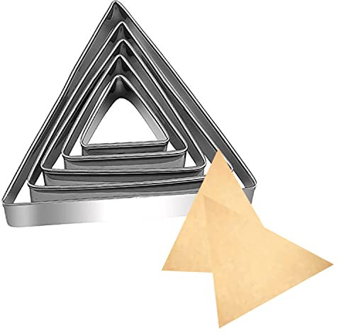 5 Pieces Stainless Steel Cookie Cutter Set, Biscuit Molds Fondant Cake Cookie Cutter Set for Baking (Triangle)