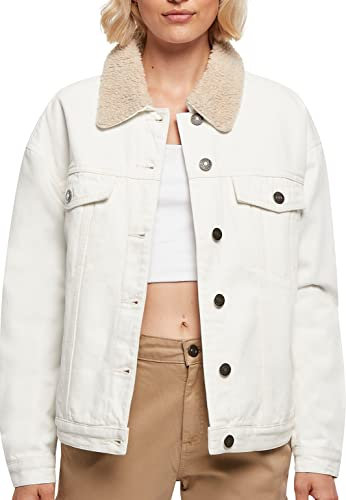Urban Classics Veste en Denim Sherpa surdimensionnée pour Femme, Blanc cassé