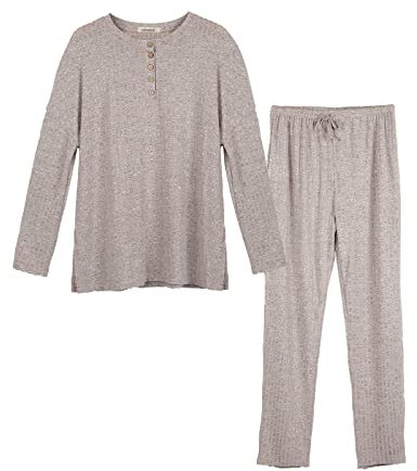 OCCIENTEC Pigiama da Donna Taglie Forti, Pigiama da Donna Plus Size con Scollo Rotondo, Pigiama Due Pezzi a Maniche Lunghe,3XL