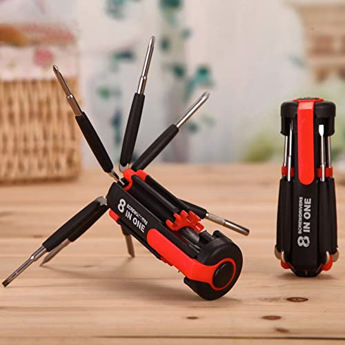 xinxinyu 8 destornilladores en 1 herramienta con luz de trabajo y linterna, juego de herramientas de destornillador portátil 8 en 1 con 6 linternas LED, herramienta de reparación profesional general