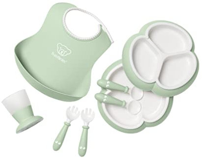 BabyBjörn Vajilla Completa con Babero, 8 uni. Verde pastel