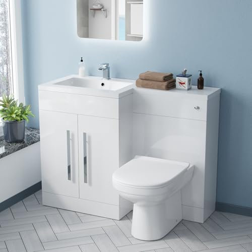 Nes Home LH Vanity Sink Basin Unit Back to Wall WC Toilet Bathroom Suite Debra