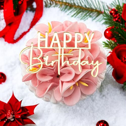 1x Happy Birthday Mirror Gold Cake Charm Toppers Elegant Decoration UK 3LD2 (MIRROR SILVER)