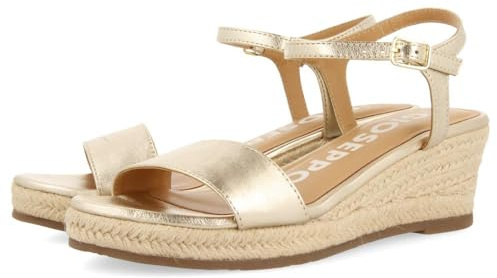 Sandales en Cuir Noir avec Talon COMPENSÉ en Jute pour Femme YALAHA