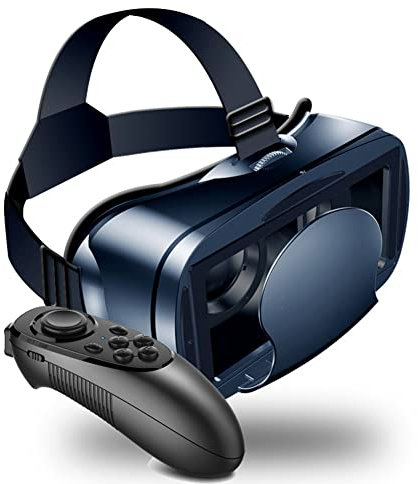 TPWEWRX 3D VR Brille Virtual Reality mit Fernbedienung für 3D VR Filme & VR Videospiele Anti Bluelight Einstellbares Pupillen-Augenpflegesystem für IOS & Android Smartphones,Schwarz (B)
