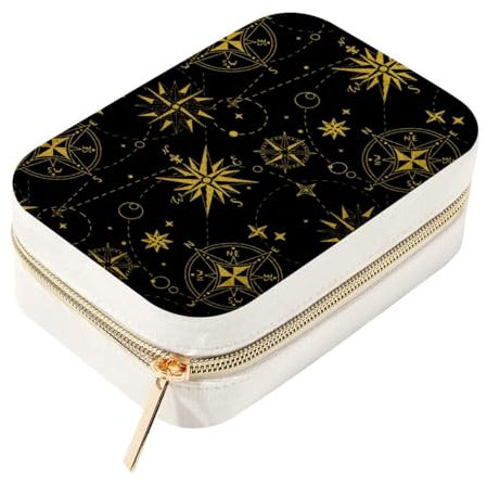 RODAILYCAY Schmuckkästchen mit Kompass-Windrose, mit Samtfutter, tragbare Schmuckschatulle für Ringe, Armreifen, Armbänder, Halsketten, Ohrringe