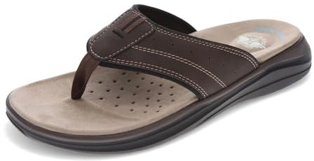 DOCKERS Banks Casual Flip Flop Sandalen für Herren, Dunkelbraun / Schwarz, 7