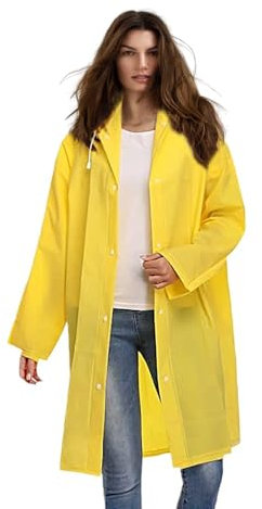 Voarge Eva - Manteau de pluie pour adulte - Pour homme et femme - Imperméable - Pour la randonnée, le cyclisme, jaune, taille unique